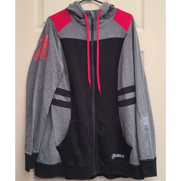 Torrid Her Universe Marvel Avengers Endgame Red & Black Mesh Zip Active Hoodie - Picture 5 of 6